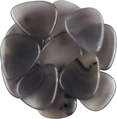 Miniatura 72 de Púa de guitarra o bajo de Obsidiana de Caoba en vidrio volcánico - 3.0 mm de calibre ultra pesado - Forma 351 - Púa exótica artesanal de gema