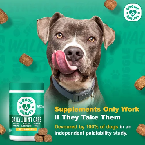 Miniatura 2 de Doggie Dailies, suplemento para cadera y articulaciones para perros, glucosamina y condroitina, masticables premium para cadera y articulaciones