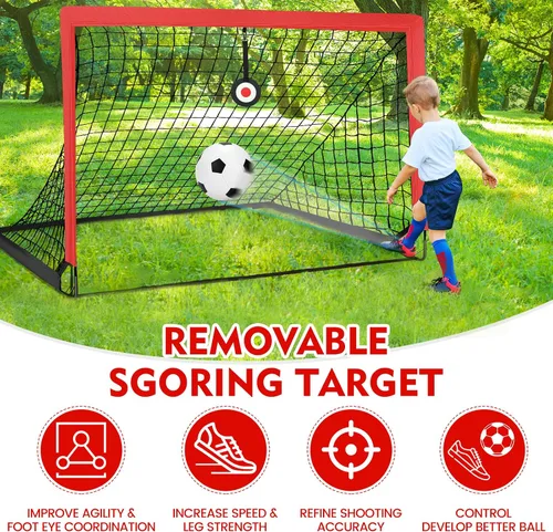 Miniatura 5 de EVERRUSH Redes de porterías de fútbol de 6 x 4 pies para patio trasero, playa, equipo de entrenamiento de fútbol, red portátil con pelota y conos