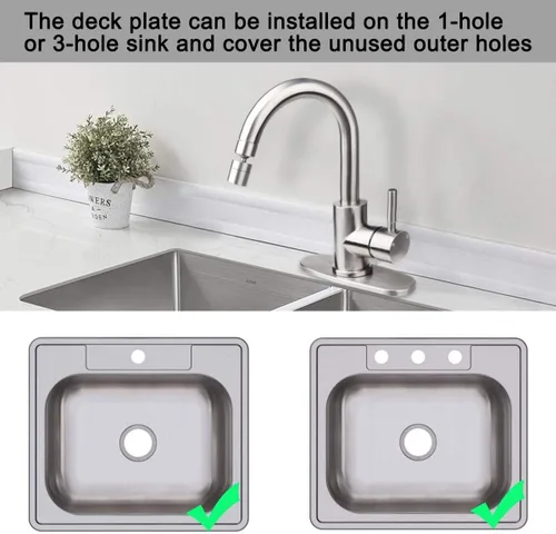 Miniatura 5 de Placa de cubierta de un solo orificio de 10 pulgadas, placa de protección de acero inoxidable para fregadero de cocina de 1 o 3 agujeros, cubierta