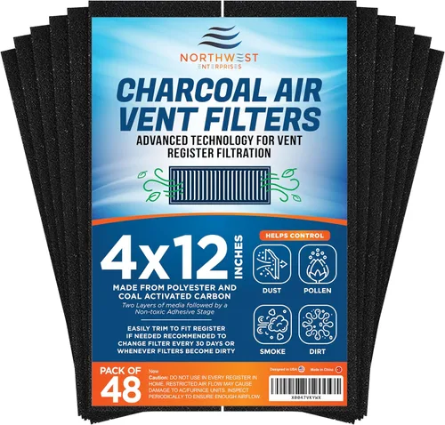 Miniatura 12 de Filtros de ventilación de aire de carbón activado para el hogar, filtros de ventilación de piso de control de polvo de 4 x 12 pulgadas, ambientador
