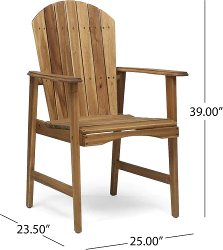 Miniatura 3 de Great Deal Furniture - Sillas de comedor Adirondack de madera de acacia resistentes a la intemperie para Pascua, para exteriores, juego de 2 Natural