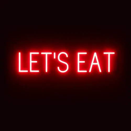 Miniatura 36 de SpellBrite Letrero EAT Letrero de neón para comer con luz LED azul, 13.1 x 6.3 pulgadas