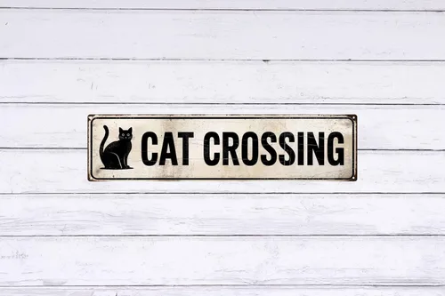 Miniatura 6 de WSUPBPR Divertidos letreros de metal de advertencia de gato cruzado de lata, decoración de pared, barra de cueva, regalo novedoso, animales, gatito