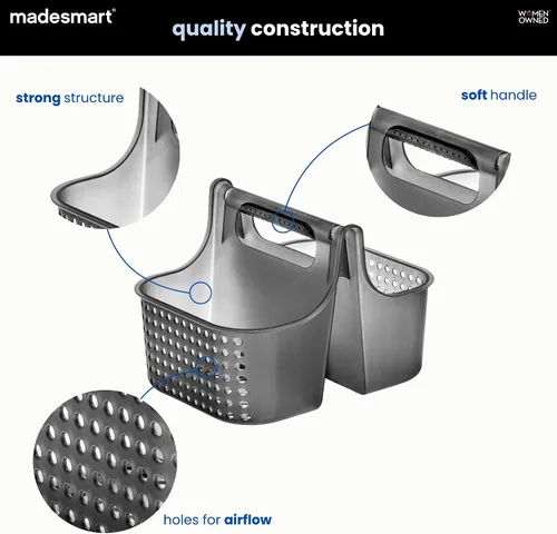Miniatura 5 de madesmart Organizador de ducha portátil con mango suave, organizador de plástico para jabón, champú y artículos esenciales de baño, carbón Carbono