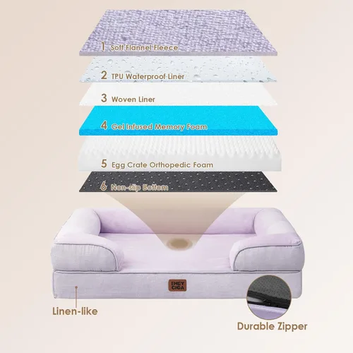 Miniatura 70 de EHEYCIGA – Cama ortopédica impermeable para perros pequeños, de espuma viscoelástica tipo caja de huevos, con bordes elevados y base antideslizante