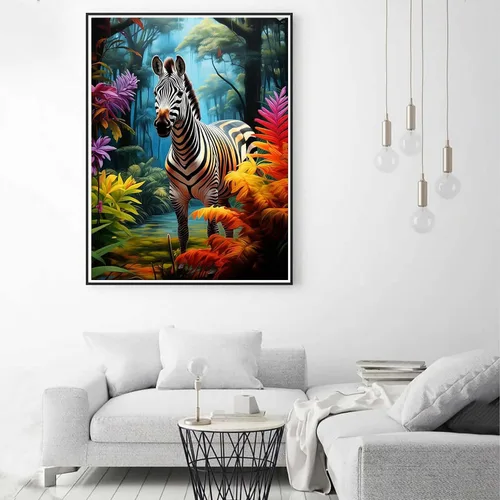 Miniatura 4 de Zariocy Kits de arte de diamantes 5D para adultos, cebra, pintura de bricolaje con arte de diamantes, arte redondo de diamante, pinturas
