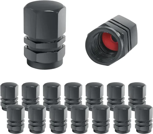 Fekey&JF 16 piezas de tapas de vástago de válvula de neumático de auto, cubiertas de vástago de válvula de neumático de rueda de auto impermeables y