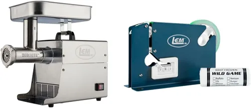 LEM Productos 17791 Big Bite #8 Molinillo de carne eléctrico de acero inoxidable .5HP y sistema de envasado de carne molida 200