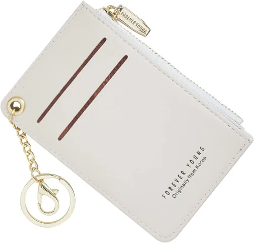 Miniatura 23 de Carteras pequeñas para mujer, tarjetero de piel delgado, cartera de monedas con llavero