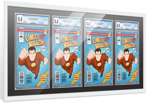 Miniatura 46 de Marco de cómic con paspartú para 8 CGC, CBCS o PGX Graded Comics - Marco de cómic blanco para cómics de 8.125 x 13 pulgadas Marco blanco