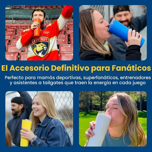 Miniatura 6 de The LoudCup - Botella de agua reutilizable de 23 onzas (blanco hielo) - Vaso de viaje 2 en 1 y Noisemaker - Sin BPA, bocina de soplado y taza