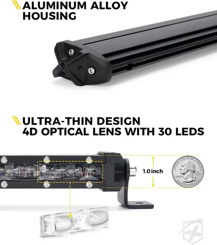 Miniatura 2 de Xprite Barra de luz estroboscópica LED ultrafina de 1.0", barra de luz intermitente de seguridad todoterreno de 30" con freno en marcha, señal