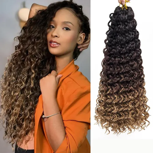 Miniatura 32 de QRHSUKA - Mechones rizados con ganchillo GoGo, cabello ondulado con ganchillo de agua para mujeres, sintético gris, trenzado bohemio, trenza de onda