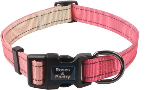 Miniatura 6 de Roses&Poetry Collar mediano para perro, degradado rosa, reflectante, ajustable, poliéster duradero, adecuado para perros medianos rosado Gradient