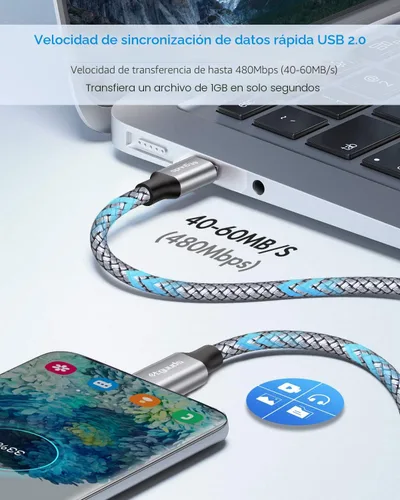Miniatura 4 de etguuds Cable USB C a USB C de 2 pies, paquete de 2 unidades, 60W USBC a USBC, cable de carga tipo C a C de carga rápida para iPhone 17 16 15 Pro