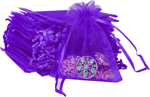 Miniatura 13 de Boshen 100/200 bolsas de organza transparentes para regalos y dulces, bolsas de malla para joyas con cordón al por mayor para detalles de bodas