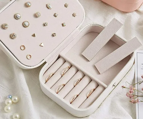 Miniatura 6 de Joyero portátil con cierre de cremallera, para aretes, brazaletes o anillos