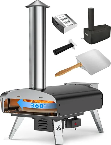 Miniatura 10 de Mimiuo Horno de pizza de pellets de madera para exteriores de 12 pulgadas, estufa de pizza de acero inoxidable resistente de 34.8 libras, pizza