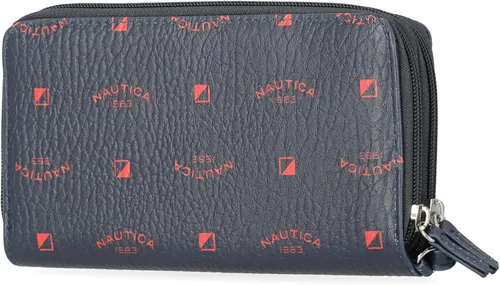 Miniatura 7 de Nautica On The Double Zip Around - Cartera de embrague de piel vegana para mujer con correa de muñeca, Negro -, Compacto