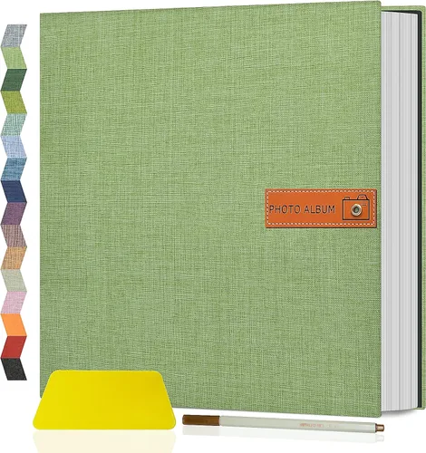 Miniatura 50 de Popotop Álbum de fotos grande autoadhesivo 4x6 5x7 8x10, álbum de recortes DIY, libro de fotos, regalos para mamá, familia, bebé y boda, con Azul