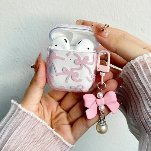 Miniatura 3 de Linda funda para Airpod de 2ª generación para diseño de lazo femenino, diseño de moda, diseño estético a prueba de golpes, funda para auriculares