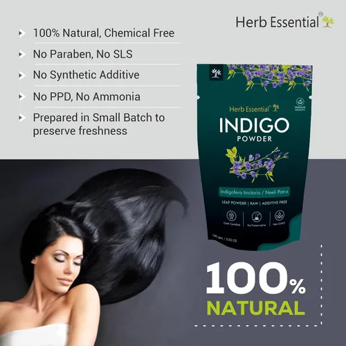 Miniatura 3 de Herb Essential 100% puro 3.52 onzas, polvo índigo para tinte para el cabello, orgánicamente natural, sin conservantes ni OMG, kit de coloración