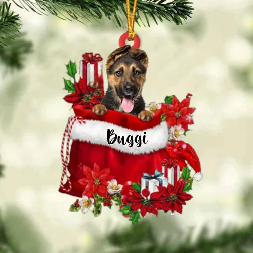 Miniatura 127 de Perro Akita Inu personalizado en bolsa de regalo, adorno de Navidad, nombre personalizado, regalo para amantes de los perros, familia, Navidad