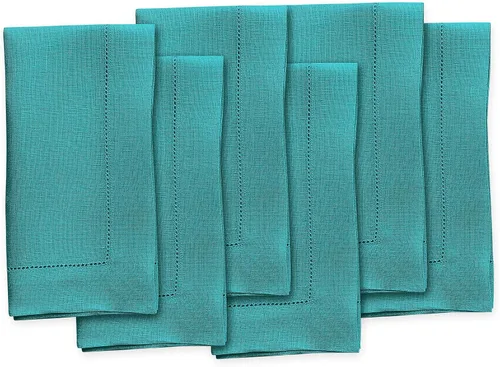 Miniatura 48 de Solino Home Juego de 4 manteles individuales de lino – Manteles individuales clásicos con vainica azul cielo de 14 x 19 pulgadas – manteles 09: Azul