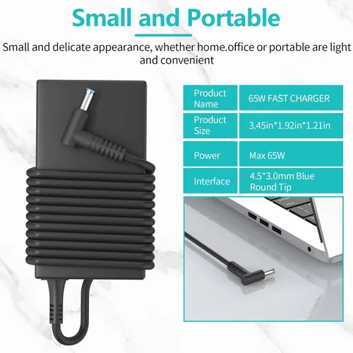 Miniatura 7 de Cargador de CA de 65 W 45 W compatible con HP Elitebook Series Probook 430 440 450 455 470 640 650 G3 G4 G5 G6 G7 G8 PPP009A PPP009C 19.5V 3.33A