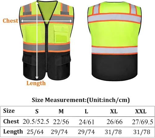 Miniatura 2 de Chaleco de seguridad personalizable con logotipo con 5 bolsillos y cremallera reflectante de alta visibilidad clase 2 ropa de trabajo al aire libre