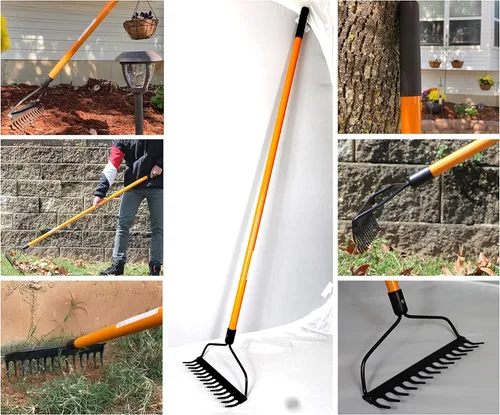 Miniatura 8 de Ashman - Rastrillo de arco (1 unidad) – Rastrillo resistente para recoger hojas caídas, equipado con mango de goma para una fuerte sujeción cuando