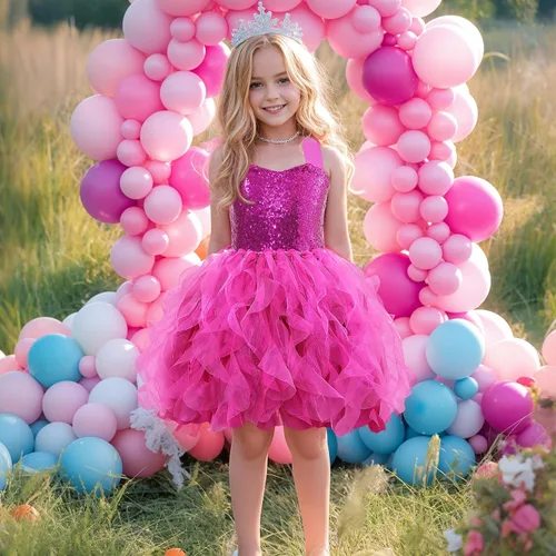 Miniatura 3 de Suppromo Vestido tutú para niñas con lentejuelas brillantes, tul, princesa, fiesta de cumpleaños, graduación, vestido de baile