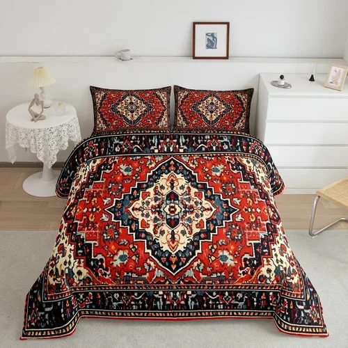 Miniatura 17 de Erosebridal Oriental Bedding - Juego de edredón vintage para cama individual, diseño floral persa, bohemio, tribal, tradicional, estético
