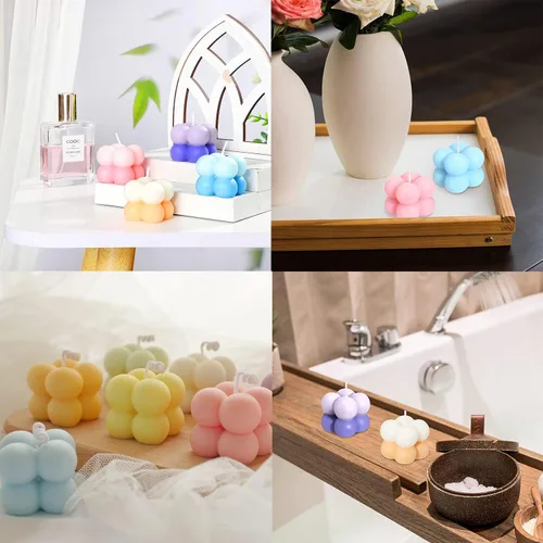 Miniatura 5 de Konrisa Moldes de vela de burbujas 3D, moldes de silicona con 15 cavidades para hacer velas de cera de soja, moldes de pastel de burbujas