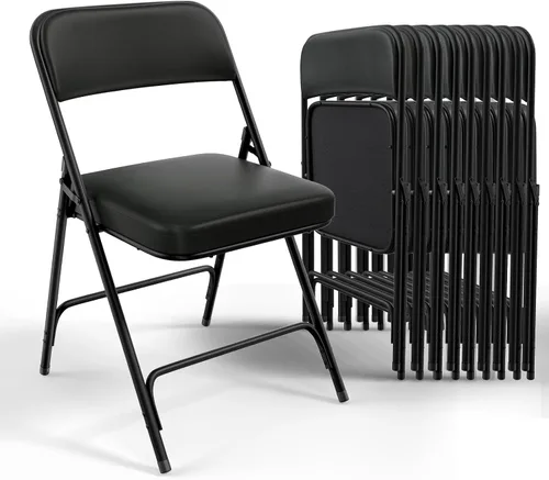 VINGLI Sillas plegables acolchadas con cojín de asiento grueso, portátiles, duraderas y extra cómodas, sillas plegables para eventos en interiores y