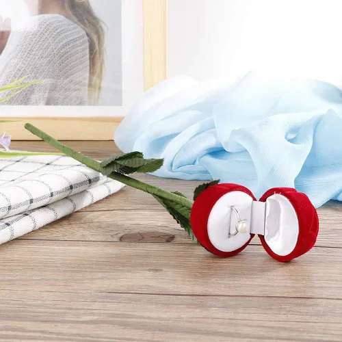 Miniatura 5 de Niiyen Red Rose Rings Box Fashion Rose Flower Shape Wedding Rings Storage Box Necklace Earrings Personalized Innovative Packaging Box