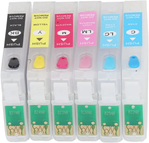 FTVOGUE Cartucho de tinta de 6 colores con cartucho de repuesto de chip permanente Accesorios de impresora (T0781/T0782/T0783/T0784/T0785/T0786)