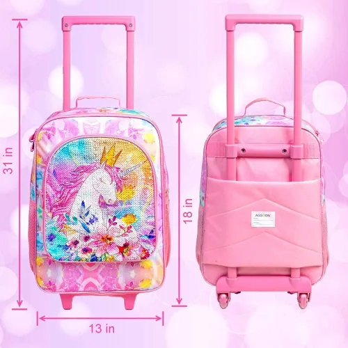 Miniatura 3 de Maleta para niños y niñas, bonita maleta con ruedas giratorias de unicornio, de dinosaurio, para niños pequeños