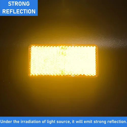 Miniatura 2 de Reflector autoadhesivo rectángulo de 3.701 x 1.732 in de seguridad impermeable para árboles de buzón de entrada – 10 piezas de plástico naranja