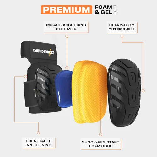 Miniatura 4 de Rodilleras Thunderbolt para Hombres de Construcción, Rodilleras de Trabajo para Hombres y Mujeres con Doble Gel para Jardinería, Colocación de NEGRO