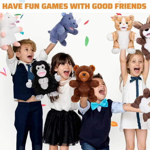 Miniatura 5 de Liliful 6 Títeres de Mano de Animales para Niños, Títeres de Mano con Boca Funcional, Juguete de Peluche de Animales para Niños Pequeños