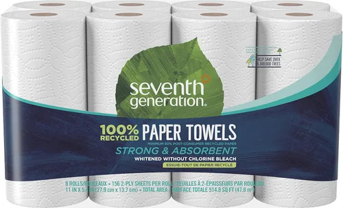 Miniatura 8 de Seventh Generation Toallas de papel 100% recicladas, 2 capas, 8 unidades, paquete de 4