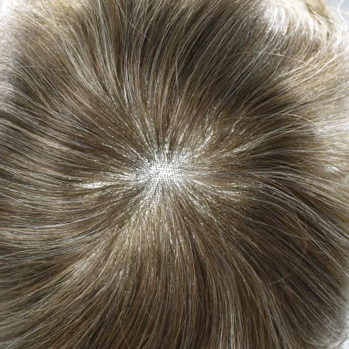 Miniatura 160 de Sistema de repuesto de cabello humano europeo con encaje frontal suizo para hombre, tupé para hombre, pieza de cabello, nudo blanqueado, línea #17