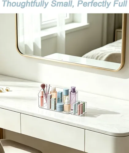 Miniatura 7 de SUNFICON Bandeja Soporte Organizador de Maquillaje Estuche Expositor de Cosméticos de Mesa Escritorio Tocador Encimera Baño Pared Gabinete Caja