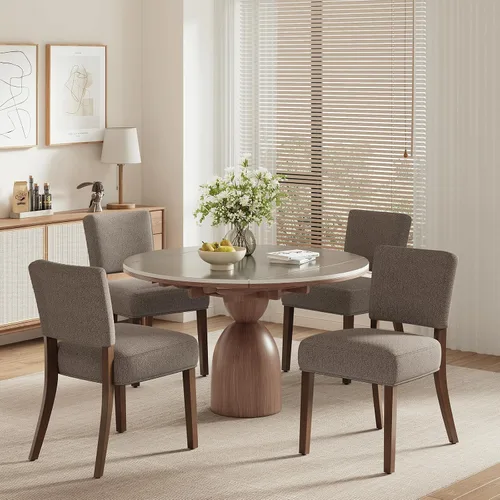 Miniatura 11 de COLAMY Juego de 2 sillas tapizadas para comedor, sillas de cocina de tela con asiento y respaldo acolchados, patas de madera maciza, sillas modernas