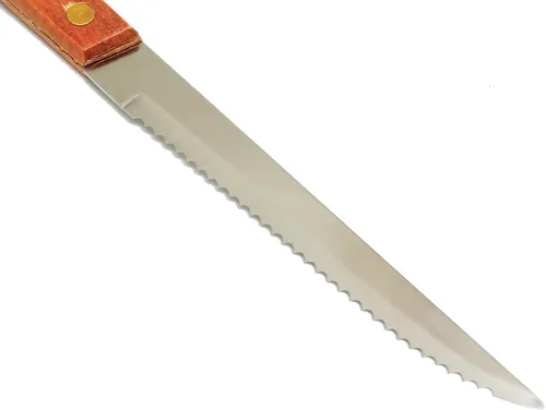 Miniatura 4 de TrueCraftware - Juego de 12 cuchillos de carne de punta puntiaguda de acero inoxidable de 4-1/2 pulgadas con mango de madera - Cuchillos para carne