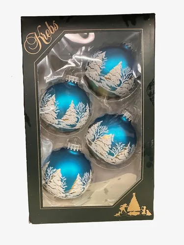 Miniatura 22 de Adornos de árbol de Navidad de vidrio - 67 mm/2.625" [4 piezas] Bolas decoradas de Adornos navideños sin costuras para colgar de Christmas by Krebs