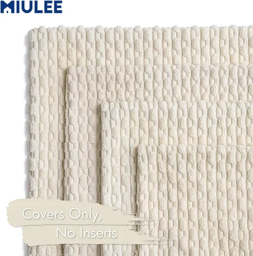 Miniatura 4 de MIULEE - Juego de 4 fundas de almohada suaves para sofá, decorativas, estilo bohemio, con rayas, fundas de almohada de corduroy, decoración rústica
