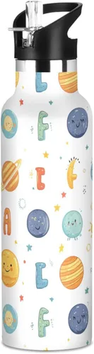 Miniatura 7 de Botella de agua aislada con popote Kawaii Lion White de doble pared aislada al vacío ligera para deportes, gimnasio, viajes al aire libre, escuela 01